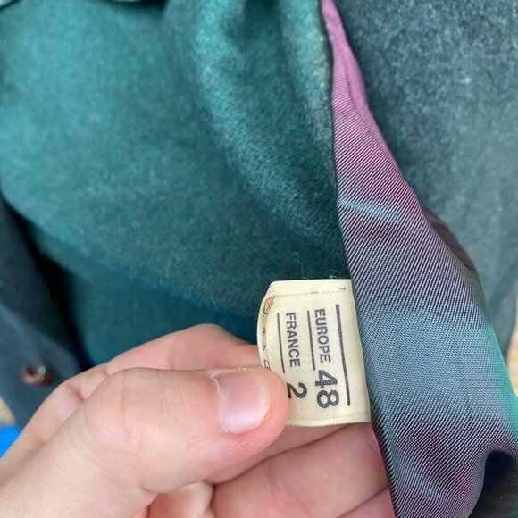 Vintage 1960s Marlboro Classics Wool Leather Jacket Size 48 Green - Picture 8 of 16